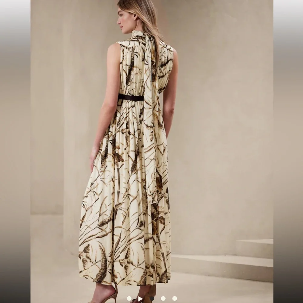 Banana Republic Cream Maxi Dress with Brown Floral Print